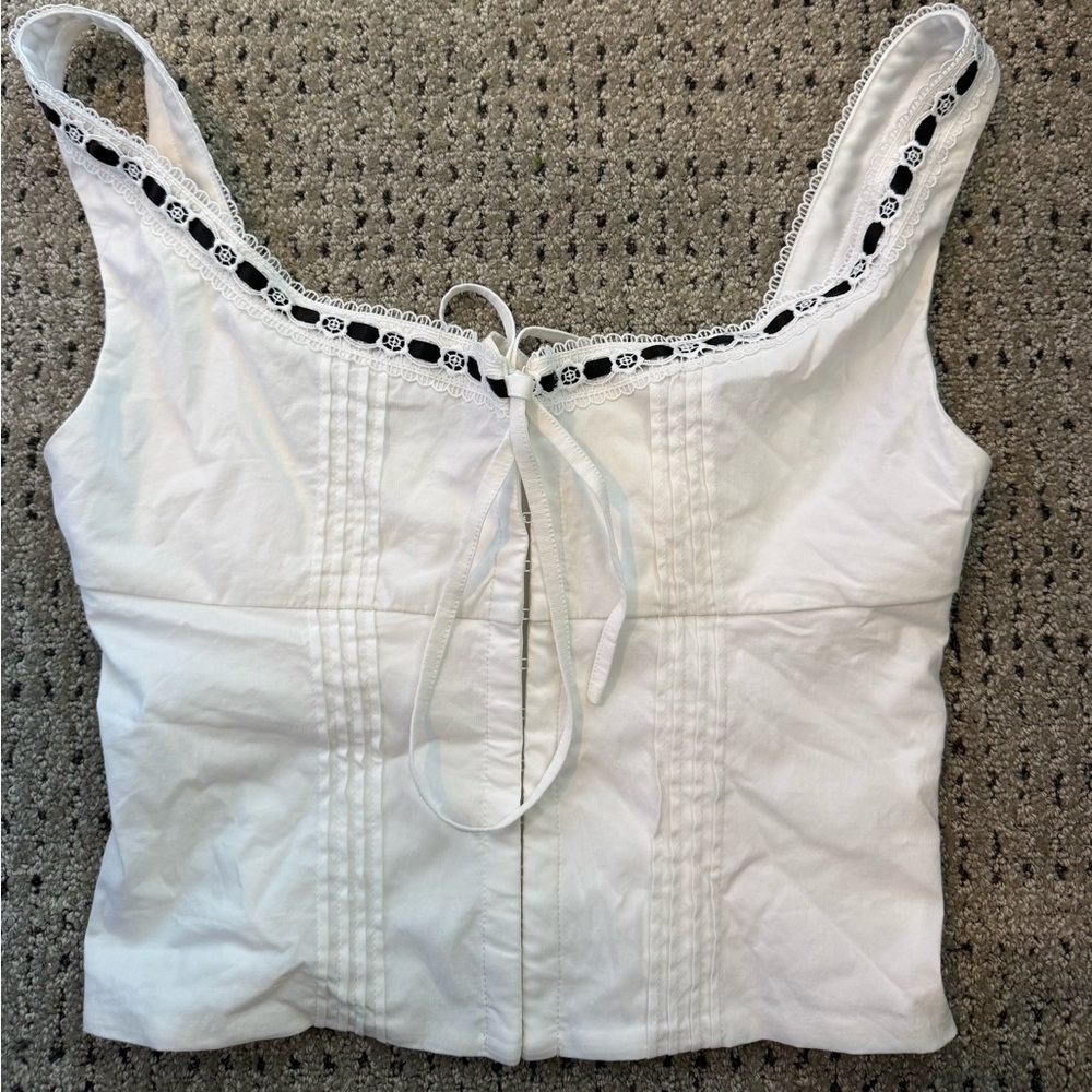 American Vintage White Tank Top with Black Trim